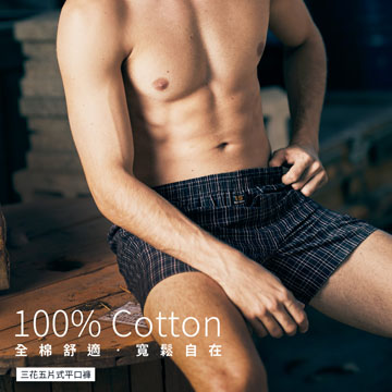 【Sun Flower三花】三花5片式平口褲.四角褲.男內褲(3件組)_大尺碼隨機