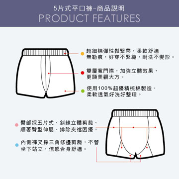 【Sun Flower三花】三花5片式針織平口褲.四角褲.男內褲(3件組)