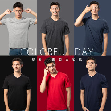 【Sun Flower三花】三花彩色T恤.V領短袖衫.男內衣.男短T恤(3件組)