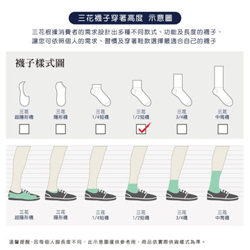 【Sun Flower三花】三花休閒襪(1/2短襪).襪子(6雙)