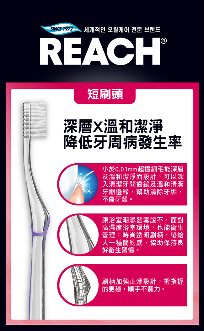 【REACH麗奇】牙周對策牙刷(短刷頭極細軟毛)