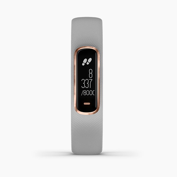 【Garmin】vivosmart 4 健康心率手環 典雅灰搭玫瑰金錶圈 S
