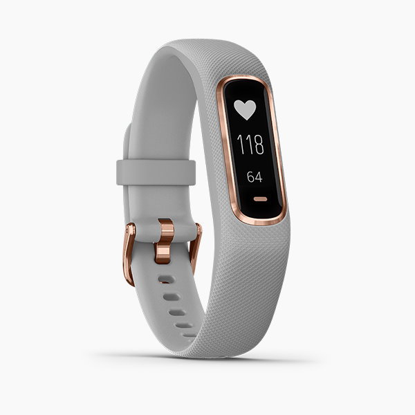 【Garmin】vivosmart 4 健康心率手環 典雅灰搭玫瑰金錶圈 S 