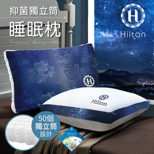 「測試環境請勿購買」《買一送一》【Hilton希爾頓】凡爾賽藍銀離子抑菌獨立筒枕頭(B0104)