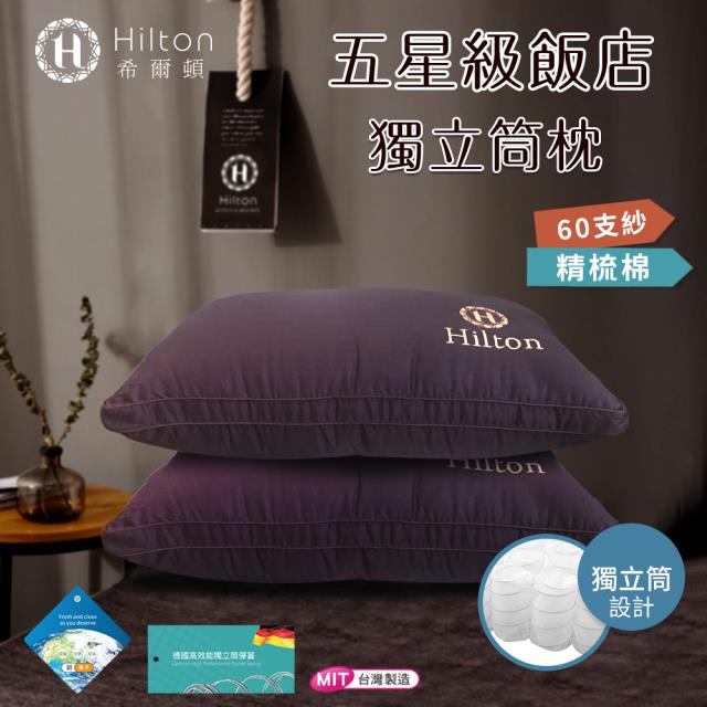 「測試環境請勿購買」《買一送一》【Hilton希爾頓】台灣製60支100%精梳棉獨立筒枕