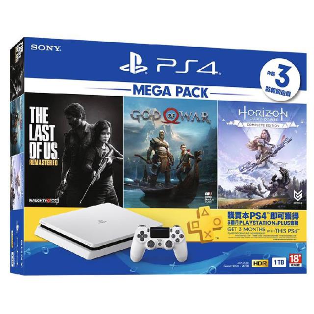 「測試環境請勿購買」【SONY索尼】PS4 薄型台灣專用機 MEGA PACK 1TB同捆組 冰河白