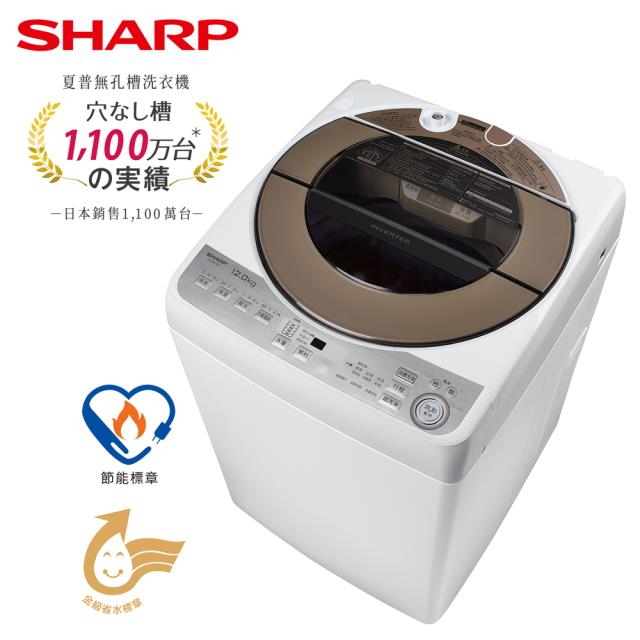 「測試環境請勿購買」【SHARP夏普品牌旗艦館】SHARP 夏普無孔槽變頻洗衣機12公斤 ES-ASF12T